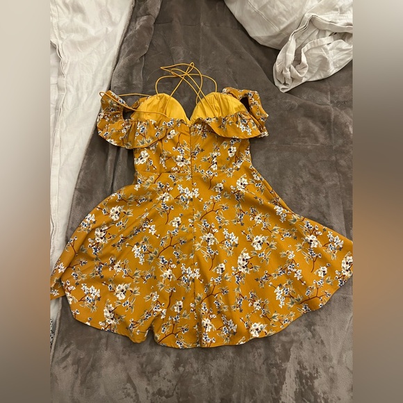 Mustard yellow off the shoulder dress - Picture 3 of 5